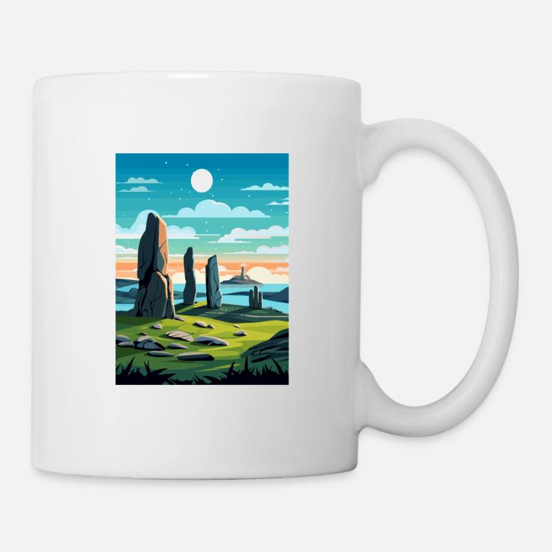 Île de Lewis Ecosse Vintage voyage affiche WPA - Mug blanc - blanc