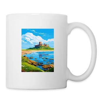 Bamburgh Castle Angleterre Vintage voyage affiche WPA - Mug blanc - blanc - Droite