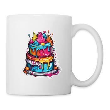 Geburtstagstorte / Kuchen / Happy Birthday / Torte - Tasse - Weiß - Rechts
