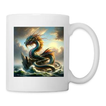 Dragon sur rocher dans la mer - Mug blanc - blanc - Droite