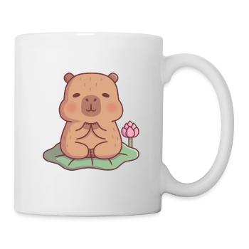 Niedliches Capybara, das auf Lotusblatt meditiert - Tasse - Weiß - Rechts