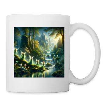 Elves in a magical mountain landscape - Mug - white - Right