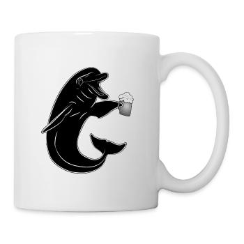 Fête Dauphin avec Bière sur la Plage - Festival en Octobre - Mug blanc - blanc - Droite