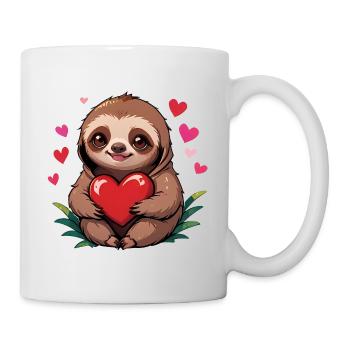 Verschenke dieses süße Faultier zum Valentinstag - Tasse - Weiß - Rechts