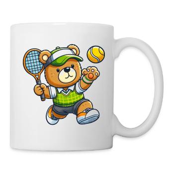 Ours en tant que joueur de tennis - service de style comique - Mug blanc - blanc - Droite