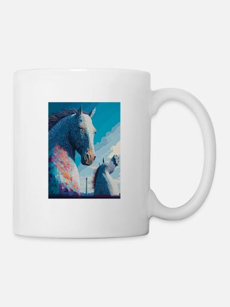 Die Kelpies Schottland Vintage Reiseposter WPA-Kunst - Tasse - Weiß