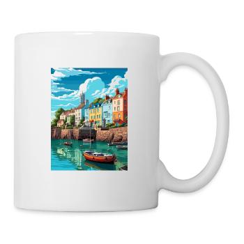 Tenby Seascape Wales Vintage Travel Poster WPA Art - Mug - white - Right