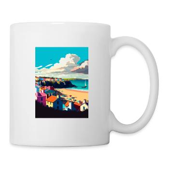 Tenby Seascape Wales Vintage Travel Poster WPA Art - Mug - white - Right