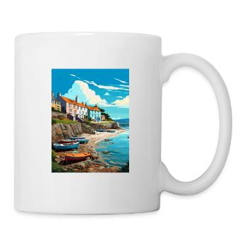 New Quay Welsh Wales Vintage Travel Poster WPA Art - Mug - white - Right