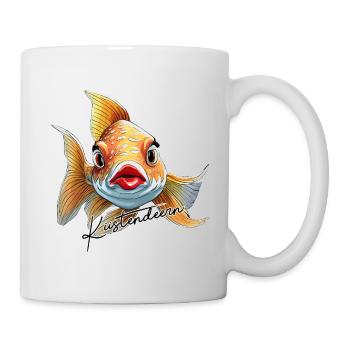 Küstendeern Fisch mit Schriftzug - Tasse - Weiß - Rechts