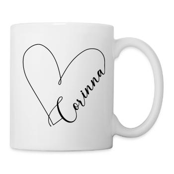 Corinna Nom Ligne de Coeur - Mug blanc - blanc - Droite