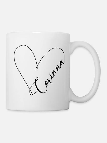 Corinna Name Herzlinie - Tasse - Weiß