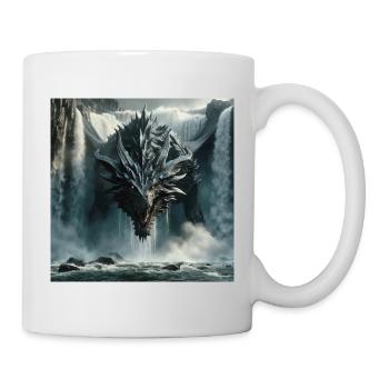 Dragon in waterfall - Mug - white - Right