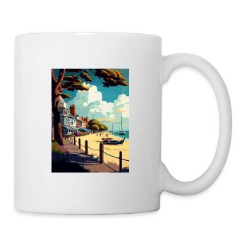Sandbanks England Vintage Travel Poster Souvenir - Mug - white - Right