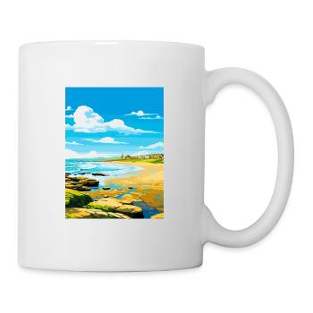 Porthcawl Cornouailles Vintage voyage affiche Souvenir - Mug blanc - blanc - Droite
