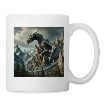 Majestätischer Drache in magischer Berglandschaft - Tasse - Weiß - Rechts