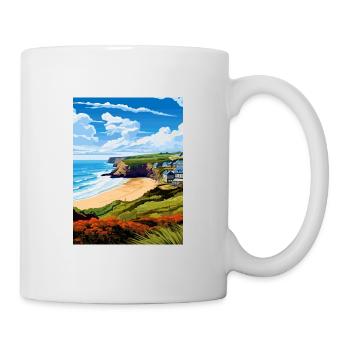 Porthtowan Cornwall Vintage Travel Poster Souvenir - Mug - white - Right