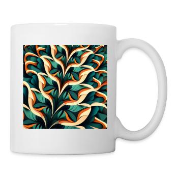 Abstraktes Laub - Tasse - Weiß - Rechts