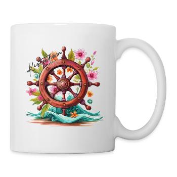 Küstendeern Blumen - Ruder - Tasse - Weiß - Rechts