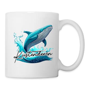 Küstendeern Wal mit Schriftzug - Tasse - Weiß - Rechts
