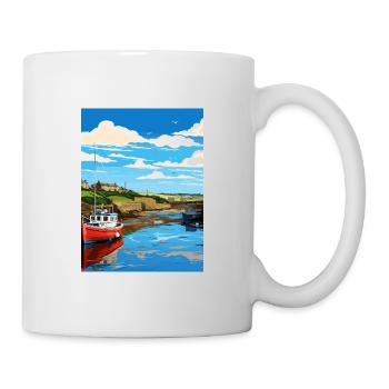 Bude Cornwall Vintage Reiseposter WPA Souvenir - Tasse - Weiß - Rechts