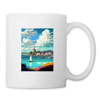 Falmouth, Angleterre, Affiche de voyage vintage, Souvenir - Mug blanc - blanc - Droite