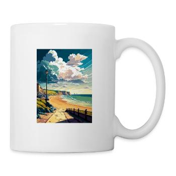 West Bay England Vintage Reiseposter Souvenir - Tasse - Weiß - Rechts