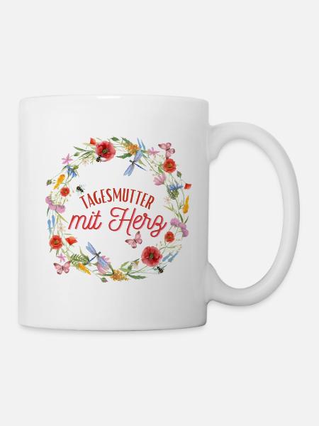 Tagesmutter mit Herz Kindergartenabschied - Tasse - Weiß