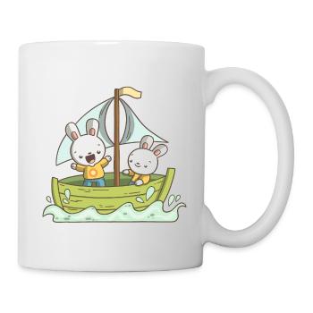 Zwei Hasen auf einem Boot - Tasse - Weiß - Rechts