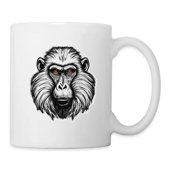 Affe / Tier / Zoo / Babian / Wild / Comic - Tasse - Weiß - Rechts