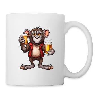 Monkey / Animal / Zoo / Babian / Wild / Comic - Mug - white - Right