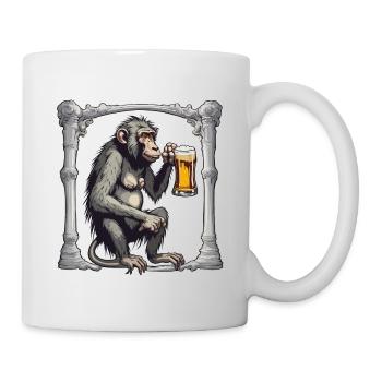 Affe / Tier / Zoo / Babian / Wild / Comic - Tasse - Weiß - Rechts