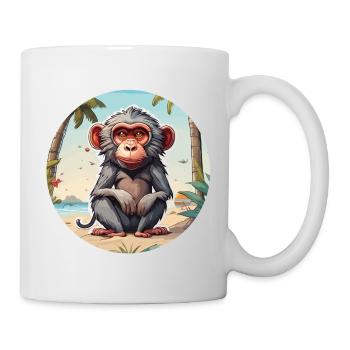 Monkey / Animal / Zoo / Babian / Wild / Comic - Mug - white - Right