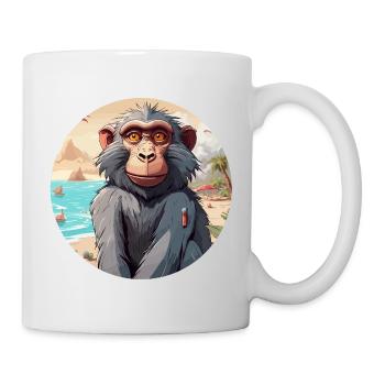 Affe / Tier / Zoo / Babian / Wild / Comic - Tasse - Weiß - Rechts