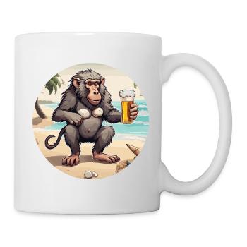 Monkey / Animal / Zoo / Babian / Wild / Comic - Mug - white - Right