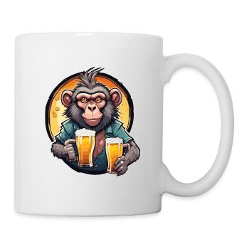 Affe / Tier / Zoo / Babian / Wild / Comic - Tasse - Weiß - Rechts