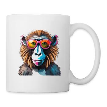 Affe / Tier / Zoo / Babian / Wild / Comic - Tasse - Weiß - Rechts