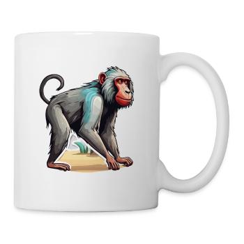 Affe / Tier / Zoo / Babian / Wild / Comic - Tasse - Weiß - Rechts