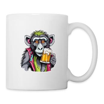 Affe / Tier / Zoo / Babian / Wild / Comic - Tasse - Weiß - Rechts