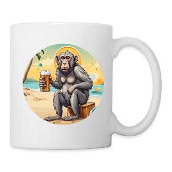 Monkey / Animal / Zoo / Babian / Wild / Comic - Mug - white - Right
