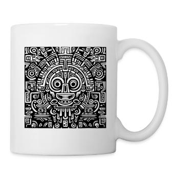 Inka, Azteken, Maya Muster, Artwork schwarz - Tasse - Weiß - Rechts