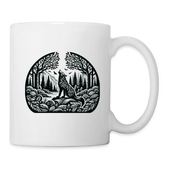 Wald Wolf Raben - Tasse - Weiß - Rechts