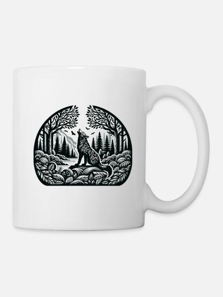Forest Wolf Ravens - Mug - white