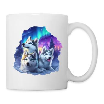 Husky family at night - Mug - white - Right