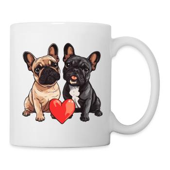 Französische Buldogge Hunde Paar Verliebt Valentin - Tasse - Weiß - Rechts
