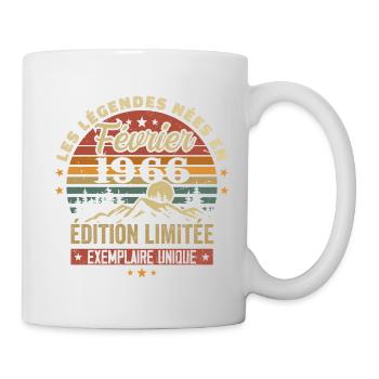 Born In February 1966 Birthday 58 Years Retro 58 - Mug - white - Right