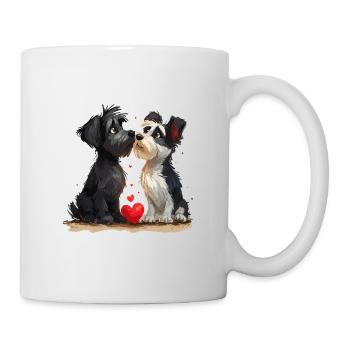 Cute dogs couple in love, dogs love - Mug - white - Right