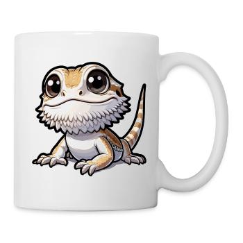 Cute Bearded Dragon Drawing Gecko Lizard - Mug - white - Right