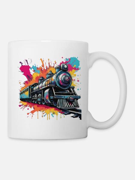 Zug / Lokomotive / Dampflok / Eisenbahn / Lock - Tasse - Weiß