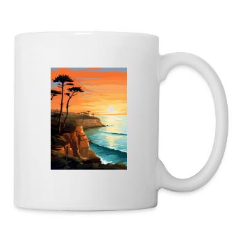 Sonnenuntergang Klippen Kalifornien Vintage Reiseposter WPA - Tasse - Weiß - Rechts